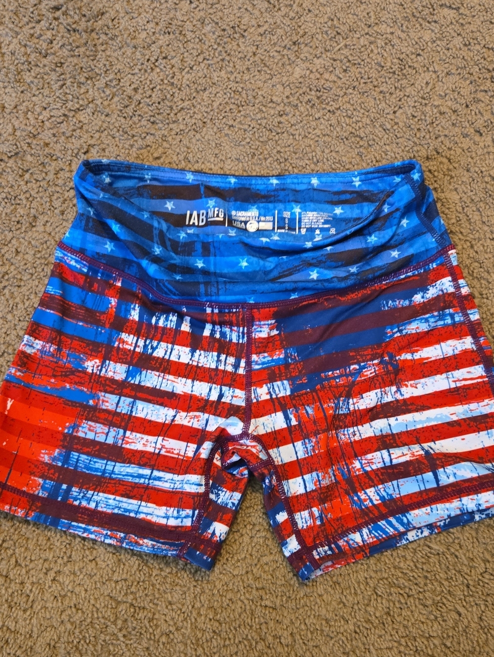 IAB MFG Women’s Patriotic Compression Athletic Shorts in Red, White & Blue